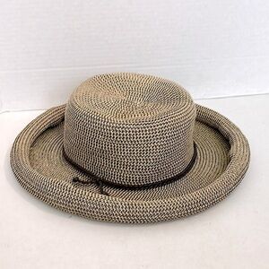 Nine West Straw Packable Sun Hat brown